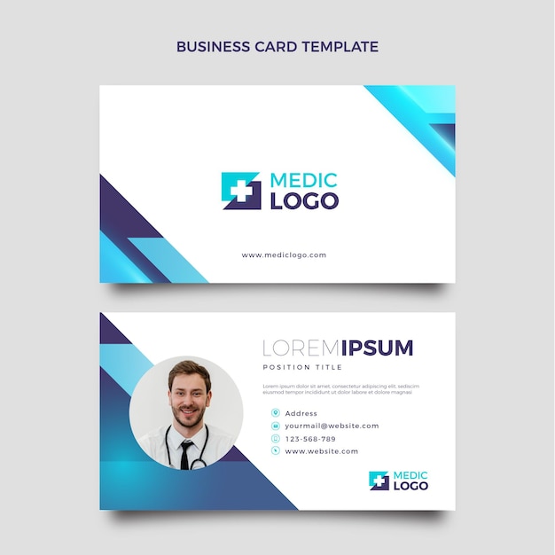 Vector gradient medical business card horizontal