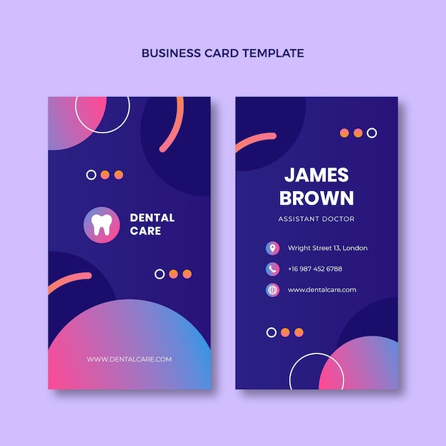 Vector gradient medical business card vertical