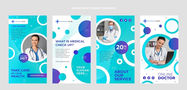 Vector gradient medical care instagram stories