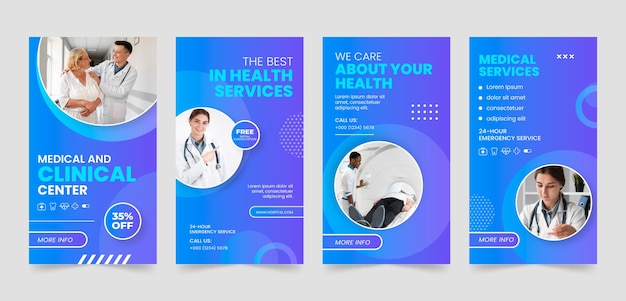 Vector gradient medical clinic instagram stories