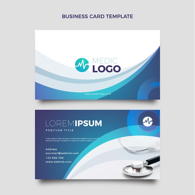 Vector gradient medical horizontal business card  template