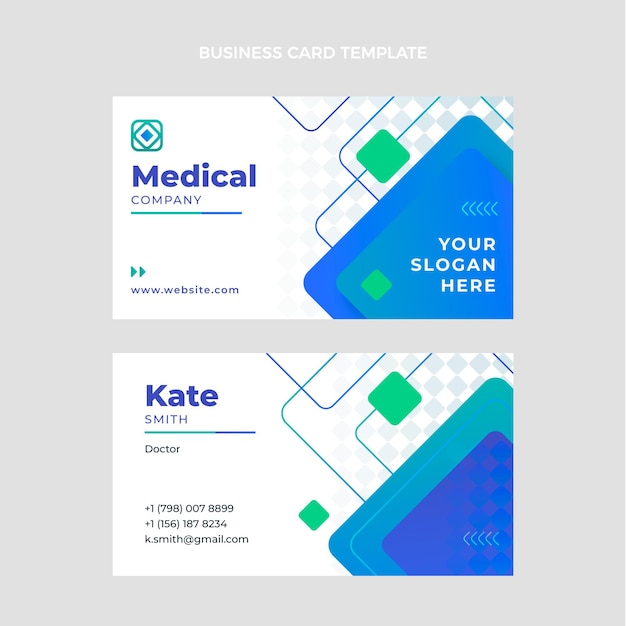 Vector gradient medical horizontal business card