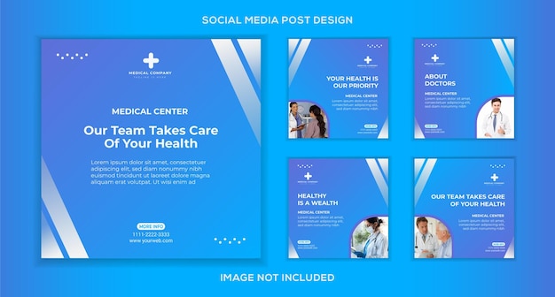 Post di instagram medico sfumato e design del modello di social media