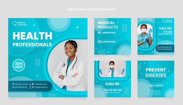 Vector gradient medical instagram post