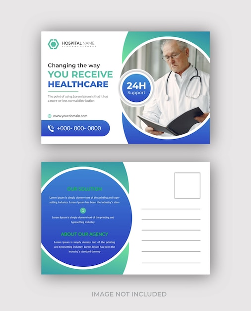 Vector gradient medical post card template