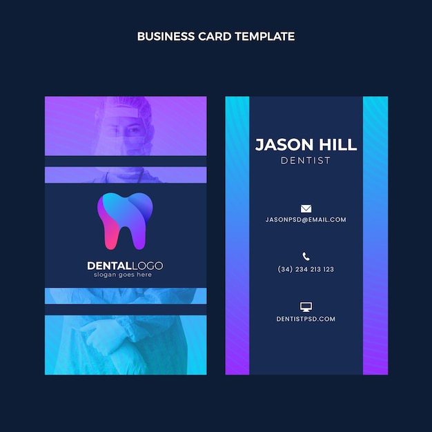 Vector gradient medical vertical business card template