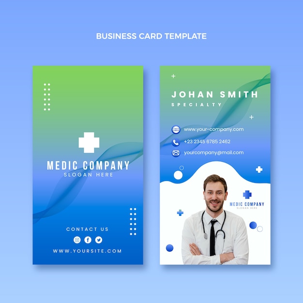 Vector gradient medical vertical business card