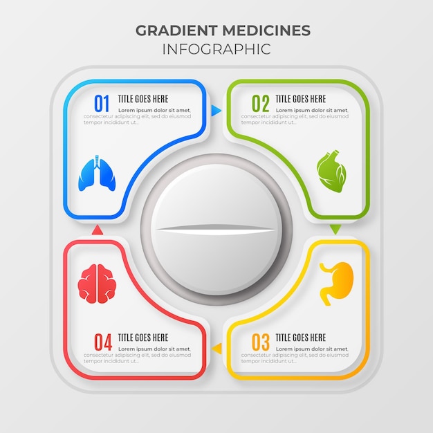 Vector gradient medicines infographics template