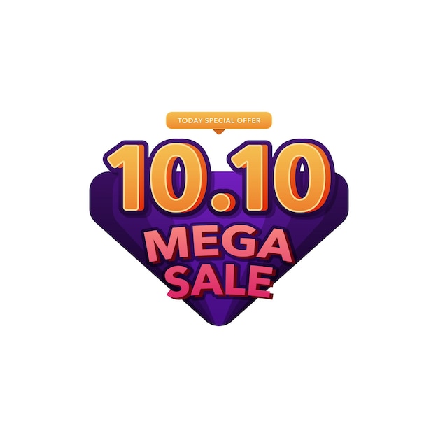 Vettore gradient mega sale 10.10 banner o badge promozione design