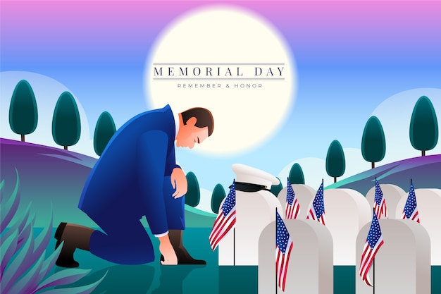 Vector gradient memorial day illustration