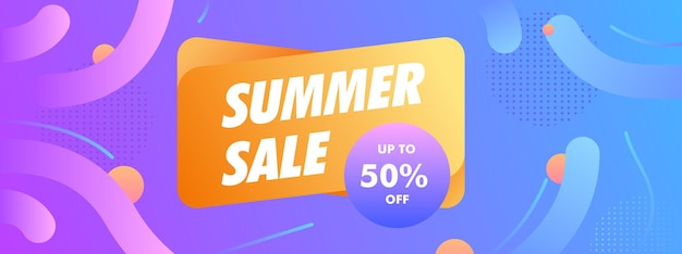 Gradient memphis summer sale banner template