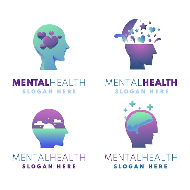 Vector gradient mental health logos