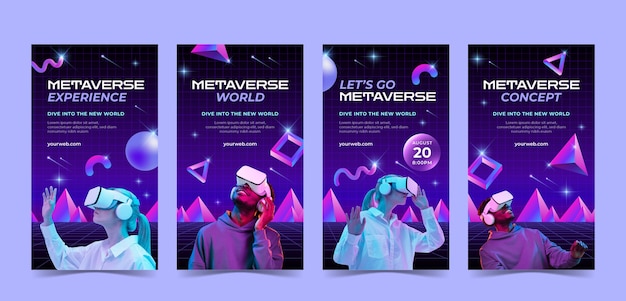 Vector gradient metaverse experience instagram stories