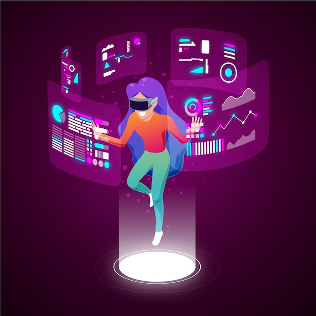 Vector gradient metaverse illustration