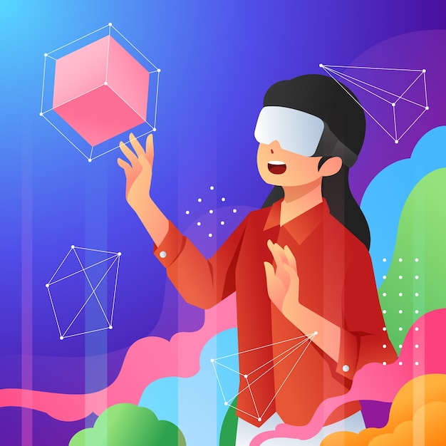 Vector gradient metaverse illustration