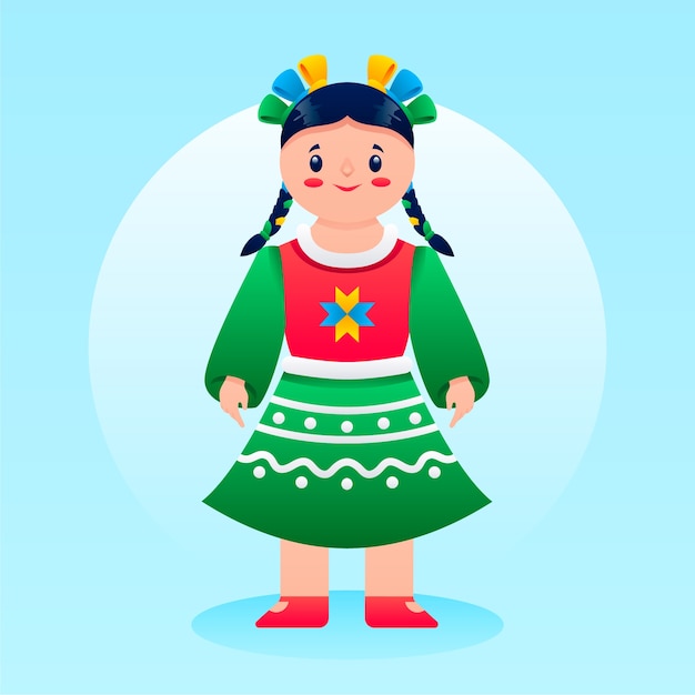 Gradient mexican doll illustration