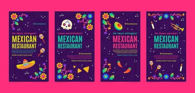 Gradient mexican restaurant instagram stories collection