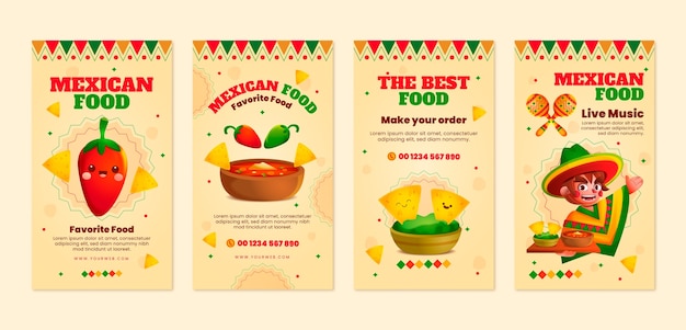 Vector gradient mexican restaurant instagram stories