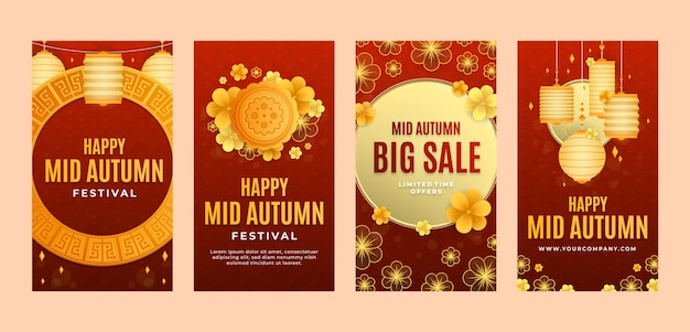 Gradient mid-autumn festival instagram sale stories collection