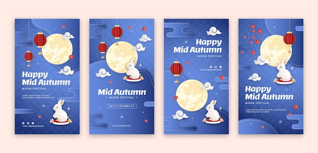 Gradient mid-autumn festival instagram stories collection