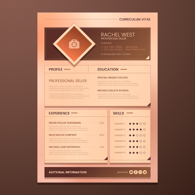 Gradient minimalist retro cv template