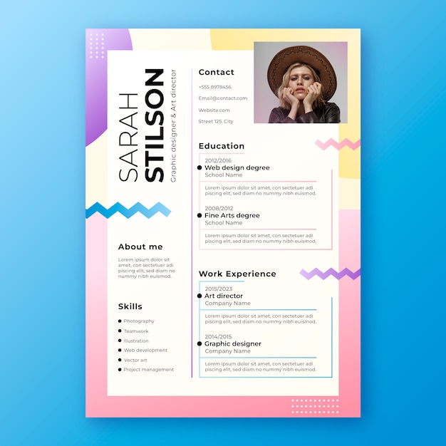 Gradient minimalist retro cv template