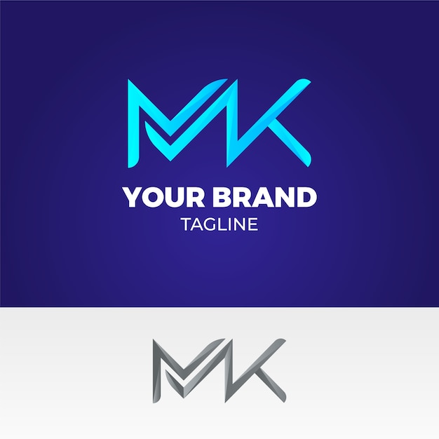 Modello di logo gradiente mk o km