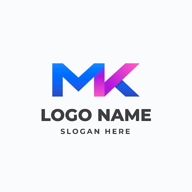 Vettore modello di logo gradiente mk o km