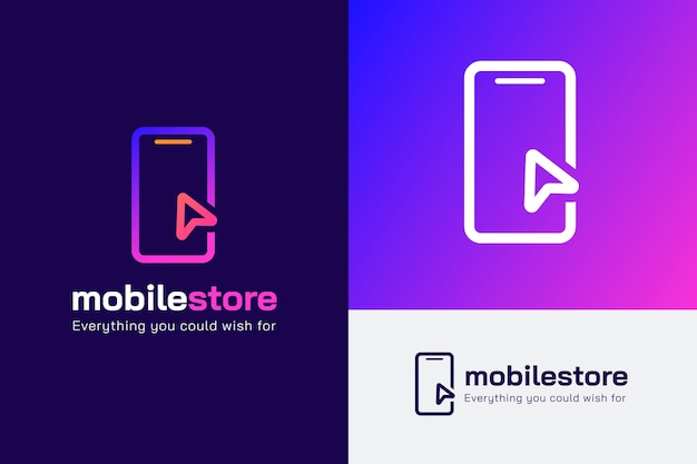 Вектор Градиентный дизайн логотипа мобильного магазина