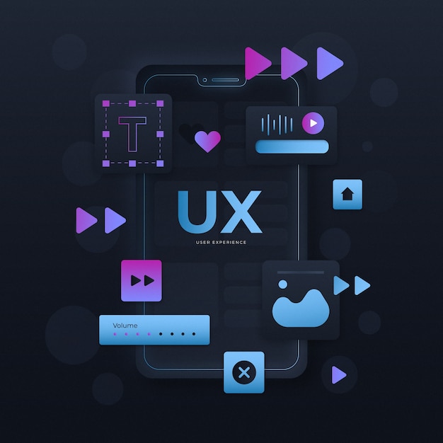 Progettazione di ui/ux mobile gradiente