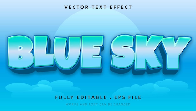 Gradient Modern 3d Blue Sky Editable Text Effect Design Template