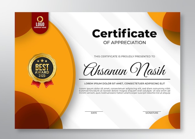 Gradient modern red gold certificate template design flat 2