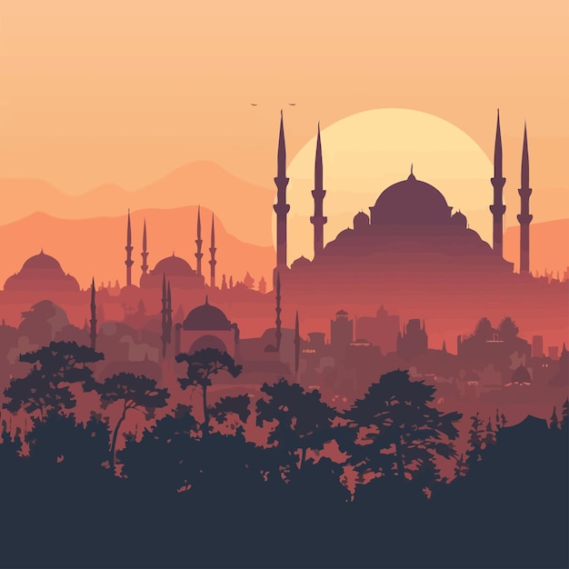 Vector gradient mosque illustration