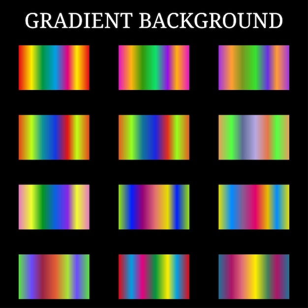 Gradient multicolor color palette set