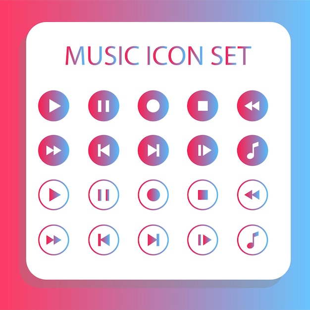 Gradient Music Buttons icons design vector illustration