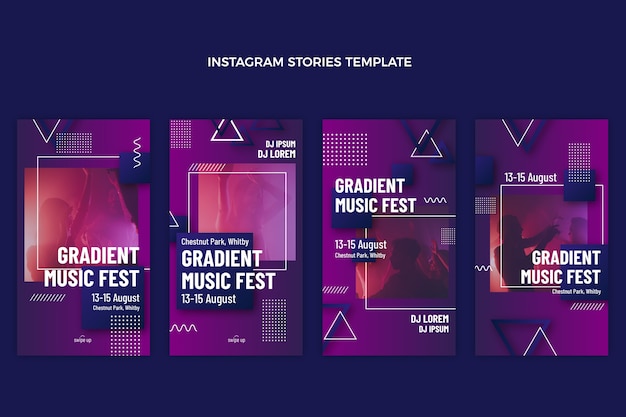 Vector gradient music festival instagram stories