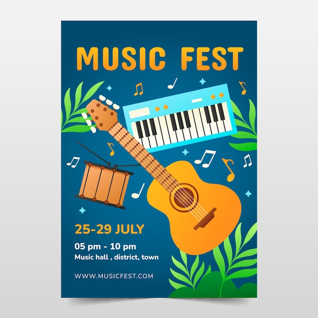 Gradient music festival poster template