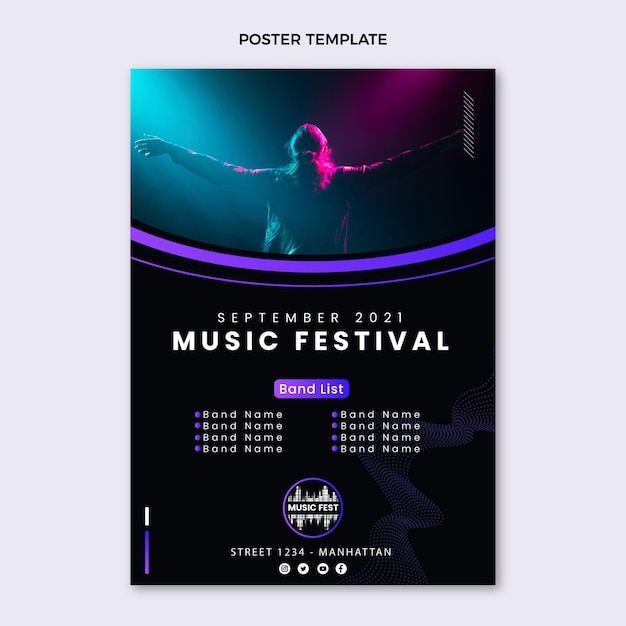 Vector gradient music festival poster