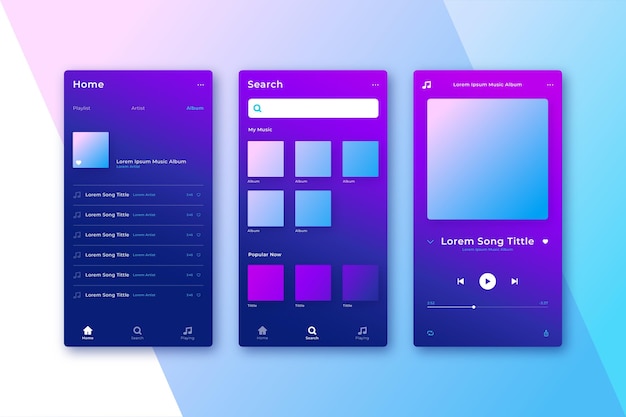 Vector gradient  music player user friendly interface