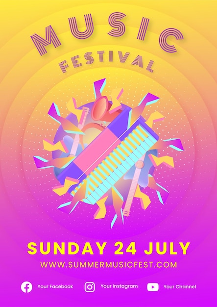 Gradiënt Muziekfestival Illustratie Poster Achtergrond