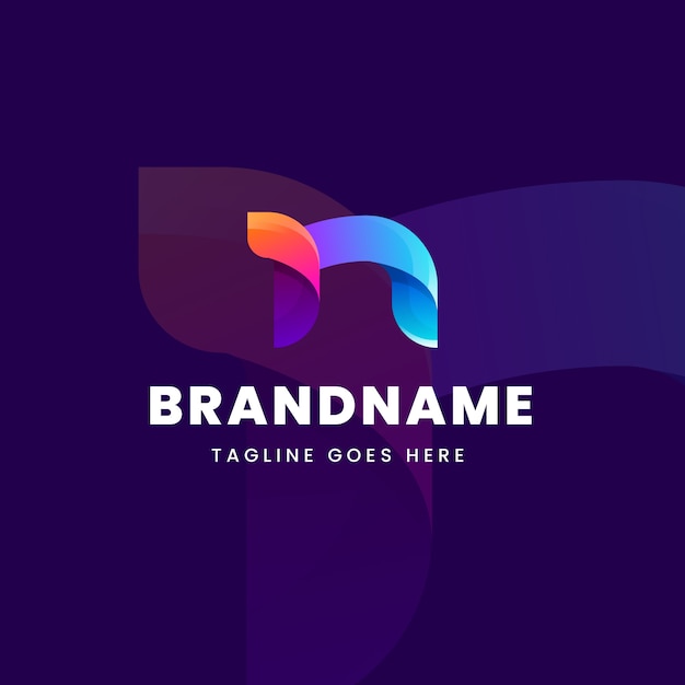 Gradient n letter logo template