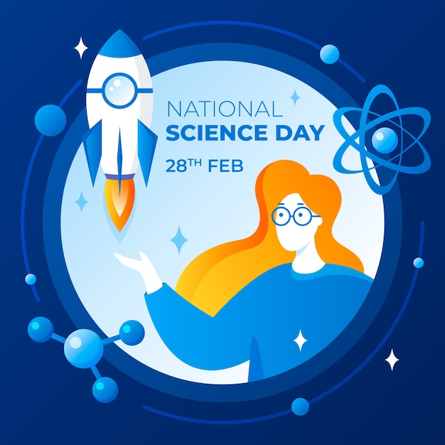 Vector gradient national science day illustration