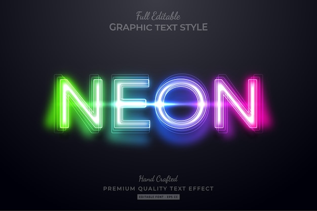 Gradient neon bewerkbare tekststijleffect premium