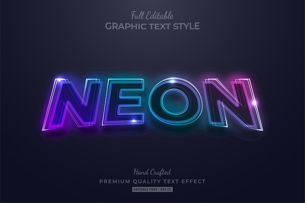 Gradient Neon bewerkbare tekststijleffect Premium