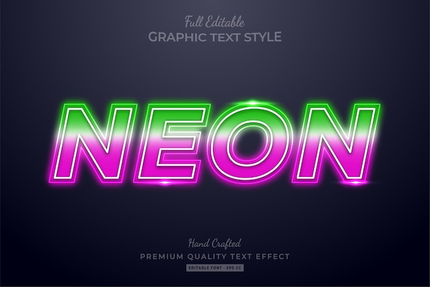 Stile carattere sfumato al neon modificabile effetto testo