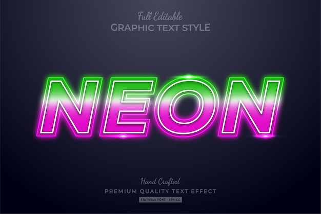 Стиль шрифта с редактируемым текстовым эффектом gradient neon