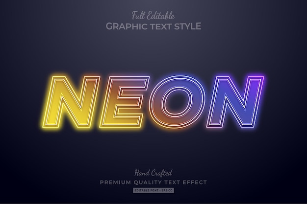 Gradient neon editable text effect font style