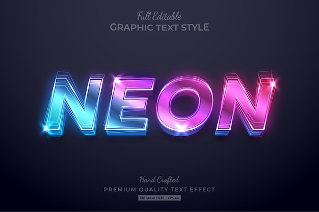 Gradient neon editable text effect font style