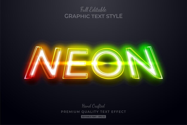 Effetto stile testo modificabile al neon sfumato Premium