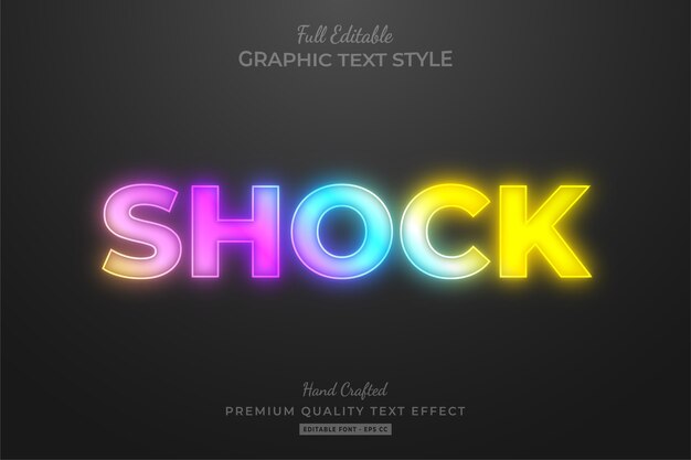 Vector gradient neon editable text style effect